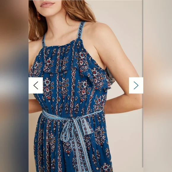 Anthropologie Sasha Ruffled Blue Maxi Dress SZ S - Picture 3 of 7